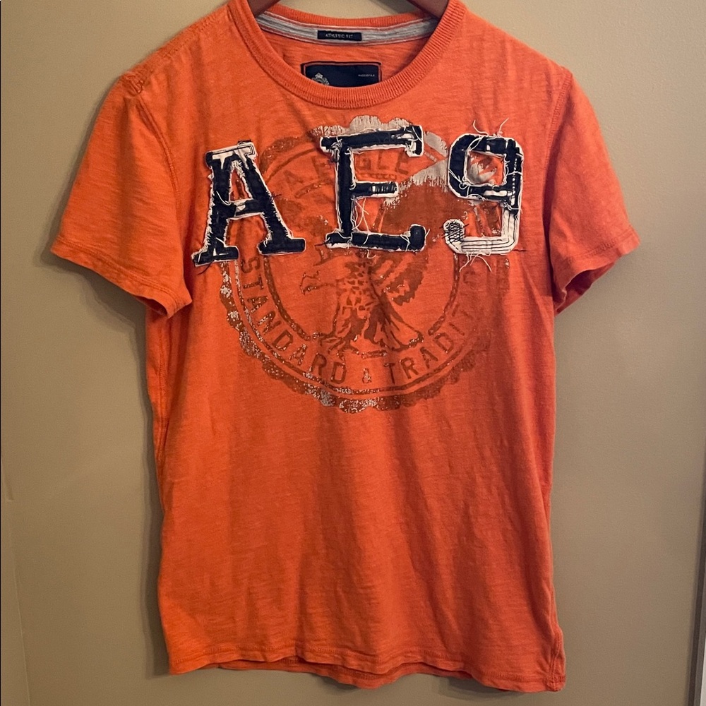 American Eagle Outfitters Vibrant Orange Graphic Tee
